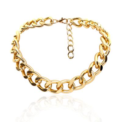 China Miami Fashion Choker Statement Necklace Cuban Punk Necklace Big Chunky Aluminum Gold Color Thick Chain Hip Hop Necklace Women Jewelry for sale