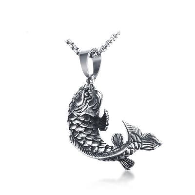 China Genuine Retro PUSHI Carp Stainless Steel Necklace Africa Pendant Designer Jewelry Men's Inspired Necklace for sale