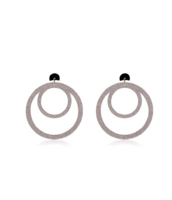 China PUSHI cute Europe and the United States popular acrylic gray circle flat double circle earrings geometric earrings female for sale