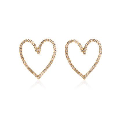 China PUSHl fashion heart simple druzy earrings exaggerated cute earrings for women love heart diamond stud earrings for sale