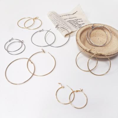 China Simple hot sale hollow circle earrings big circle earrings 18k gold plated drop circle earrings factory price for sale