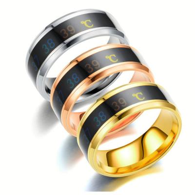 China TRENDY Ring Titanium Steel Mood Emotion Temperature Sensing Smart Heat Sensitive Rings For Women Men Waterproof Jewelry for sale