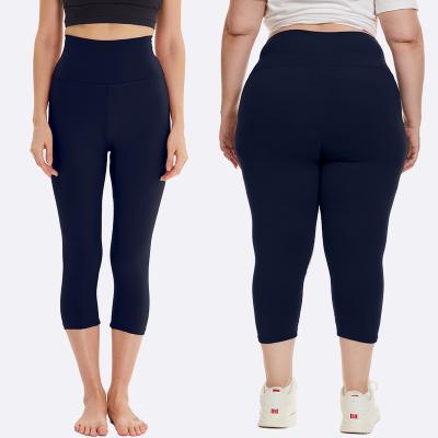 China RTS Breathable High Waist Plus Size Girls Favor Logo And Printed Lace Custom Women Plus Size Capri Leggings for sale