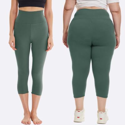 China Breathable super soft capri women custom LOGO home work and dance pants high waisted soft sports leggings for sale