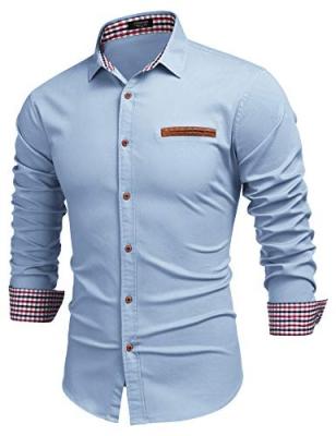 China Hot sale high quality anti-pilling men's fashion slim sleeve shirts long button down casual dress shirt for sale