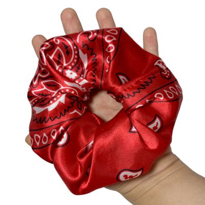 China Comfortable soft stretchy high quality elastic luxury satin hair scrunchies bulk up custom logo for sale