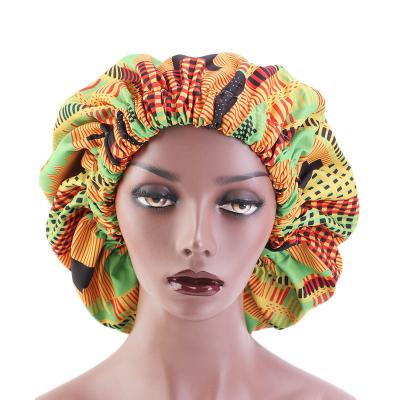 China Soft\Comfortable Sublimation Double Layer African Designer Customized For Braiding Women Hoods Sleep Hats Hair Hood Man Elastic Short Satin Set for sale