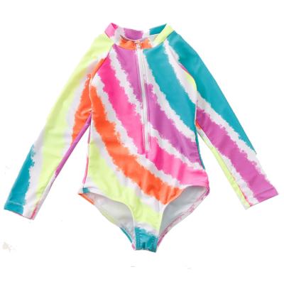 China One-Piece Girl Swimwear Long Sleeve Swimsuit Kids Girls Breathable Custom Cute Triangular Baby Swimwear Popular Custom Made for sale