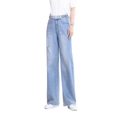 China Wholesale custom QUICK DRY pants ladies denim girl jeans OEM OEM wide leg pants straight women denim pants for sale