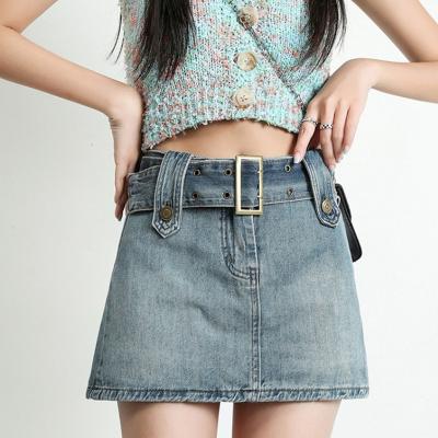 China Factory Custom Denim Waistband Women Breathable Mini Jean Skirts For Ladies Wholesale for sale