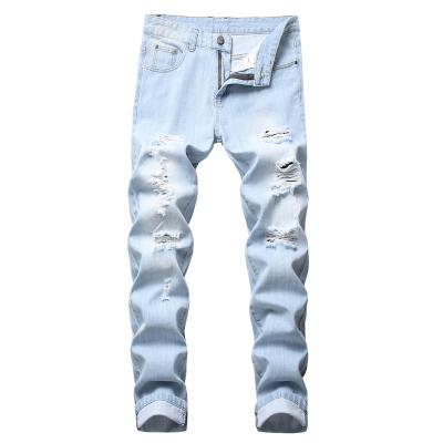 China Breathable Men Jeans 2022 Custom Ripped Straight Distress Designer Branded Jeans Men for sale