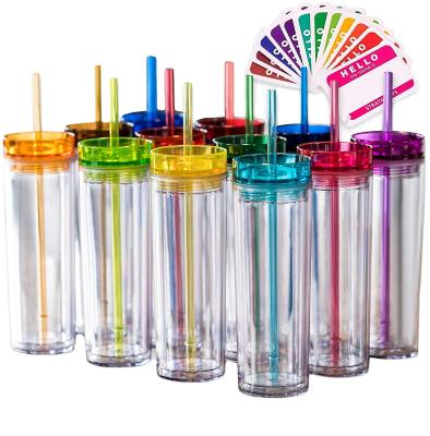 China Viable SKINNY ROCKERS 12 Colored Acrylic Tumblers With Lids And Straws for sale