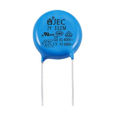 China Office Equipment AC Decoupling Cross Safety Ceramic Disc Y2 Capacitor 300V 250V Safety 332M Capacitor for sale