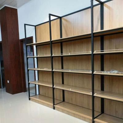 China 1) Supermarket 2)Stores Boltless Wooden Boards and Steel Ironing Shelf Display Shelf Storage Rack Furniture for sale