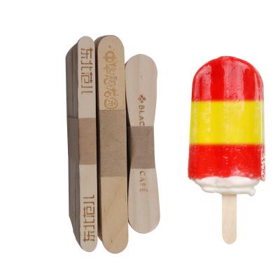 China Sustainable Environmental Protection Logo Stamp Engraved Wood Disposable Ice Cream Stick Size for sale