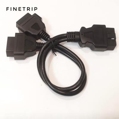 China Many Cars For ELM327 Male To Dual Extended Line 16 Pin OBD2 Splitter Extension Female Y Connector Interface Adapter Cable for sale