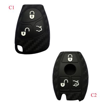 China Durable 3/4 Buttons Silicone Remote Key FOB Case For Mercedes For Benz G500 Since Styling C E ML S CLK CL 2B Cover Carbon Fiber Car Key FOB for sale