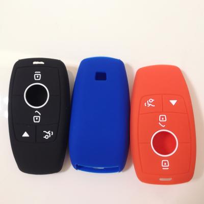 China Durable Silicone 4b Car Key Cover Shell Case Cap 4 Button FOB Fit For Benz E Class E200 E300 E400 2017 Remote For Smart Key Silicon for sale