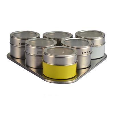 China Factory Sale 1/2/3/6/9/12Pcs Stainless Steel Stocked Pepper Spice Herb Seasoning Storage Tins Spice Jars Rack Set for sale