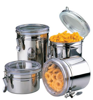 China Sustainable high quality custom made round stainless steel food grade seal cookie jar for sale