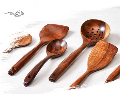 China Wholesale BPA Free Stocked Teak Wood Nonstick Cooking Set Wooden Cookware Utensils Set For Kitchen for sale