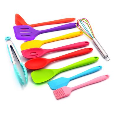 China Wholesale Kitchen Essential Accessories 10pcs Utensil Silicone Non-Stick Cookware Durable Baking Utensils Set for sale