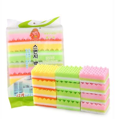 China New Arrival Kitchen 12pcs Dish Viable Colorful Soft Absorbent Dish Sponge Washing Cleaning Set for sale