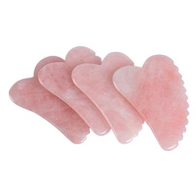 China Natural Rose Quartz Face Gua Sha Super Soft Facial Sculpting Board For Face Chin Jaw Line for sale