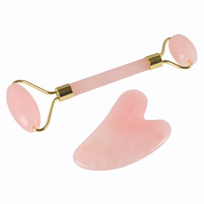 China Face Lift Guasha Massager Tool for Face Neck Crystal Gemstone Facial Eye Roller and Gua Sha Kit for sale