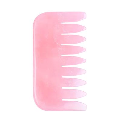 China Natural Rose Quartz Hair Comb Gua Sha Facial Lift Private Label Massage Comb Scraping Tool For Health Beauty Relax Care for sale