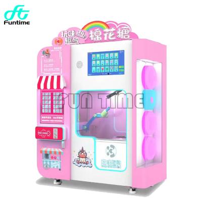 China Professional Customized Cotton Candy Vending Machine Dual Screen Automatic Cotton Floss Candy Machine L135*W68*H212 CM for sale