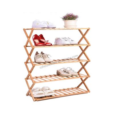 China Free Cheap Price Flower Plant Stand Shoe Storage Rack Collapsible Folding Bamboo Shelf for sale