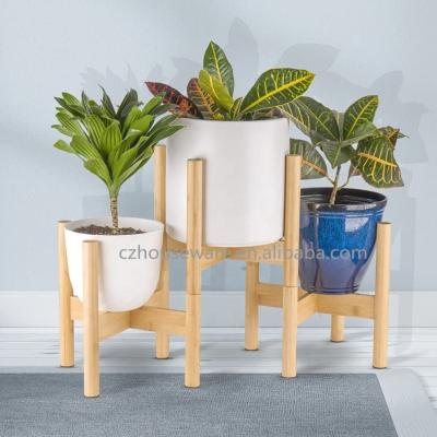 China 2021 Top Quality Design Flower Adjustable Bamboo Plant Stand Stackable Plant Bamboo Stands for sale