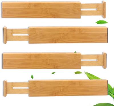 China Adjustable Extension And Expanding Dresser Drawer Organizers, Natural Bamboo Kitchen Drawer Dividers for sale