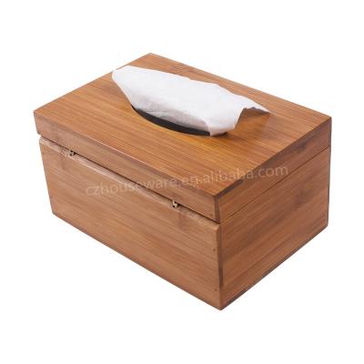 China Office Accessories Tissue Box Modern Bamboo Paper Storage Box for sale