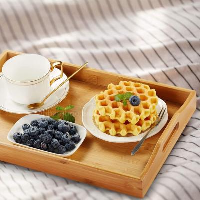 China Sustainable Goods Using Low Price Natural Bamboo Breakfast Food Serving Tray for sale