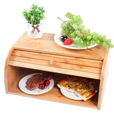 China Freshness Preservation Factory Price Kitchen Food Storage Bamboo Bread Box for sale