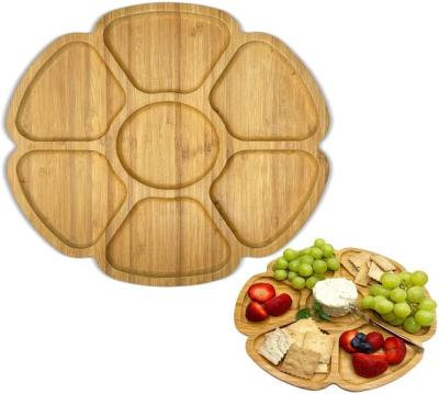 China Rectangle Sustainable Furniture Bamboo Practical Food Storage Tray With 7 Slot Serving Tray for sale