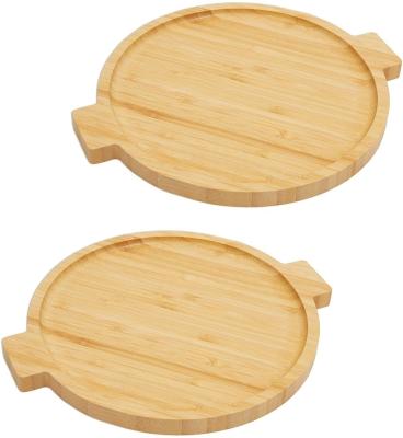 China Promotional Good Quality Natural Color Viable Tow Set Round Bamboo Serving Viable Tray For Food for sale