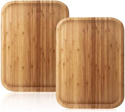 China Quality Appropriate Price Guaranteed Viable Natural Color 2pcs Bamboo Storage Serving Tray for sale