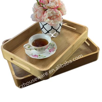 China Sustainable Premium Quality Snack Dish Natural Bamboo Food Serving Tray for sale