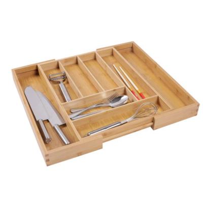 China Hot-selling Expandable Bamboo Kitchen Drawer Organizer Sustainable for sale