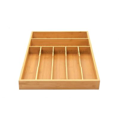 China Factory Directly Viable Bamboo Cutlery Storage Tray Box Kitchen Drawer Storage Organizer for sale