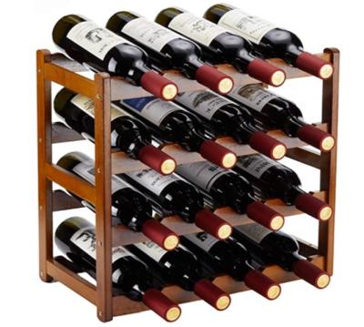 China Sustainable Economic Custom Design Red Space Savings Feature Bamboo Homeuse Wine Rack for sale