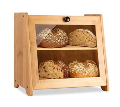 China Exquisite Structure Materials Storage Bamboo Trapezoidal Bread Safe Box for sale