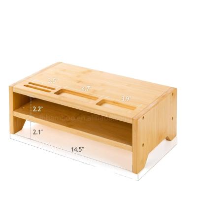 China Viable Hot Selling Bamboo Desktop Monitor Laptop Computer Desk Stand for sale