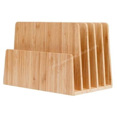 China 2021 Modern Office 5 Slots Bamboo Folder Desk Organizer for sale