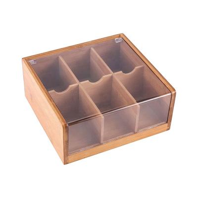 China Traditional Desktop Natural Bamboo Storage Desk Organizer Boxes Tea Caddy Storage Organizer for sale