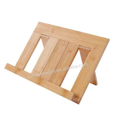 China Wholesale Adjustable Free Standing Bamboo Bookends Menu Holder Stand for sale