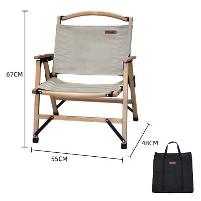 China Contemporary Portable Outdoor Wooden Folding Chair Beach Chair Canvas Camping Chair Outdoor Beech Wood Material High Quality for sale